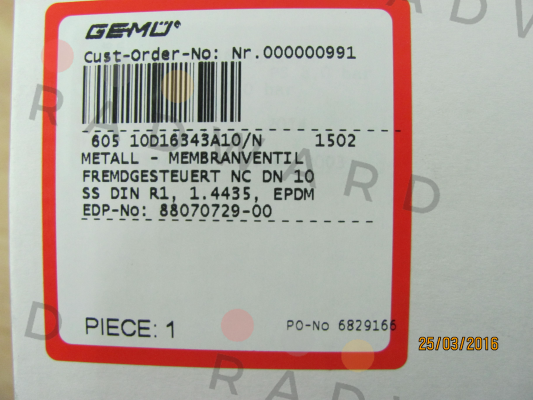 Gemü-605 10D16343A10/N 1502  price
