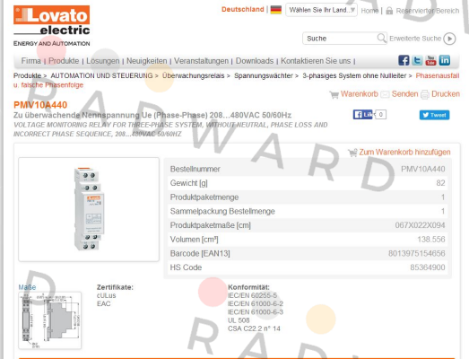 Lovato-PMV10A440 price