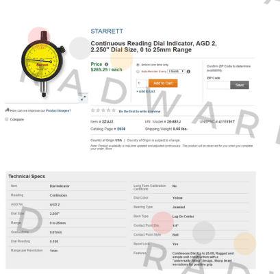 Starrett-25-881J AGD2  price