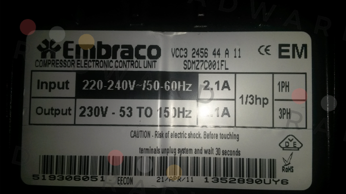 Embraco-VCC3 2456 44  OEM price