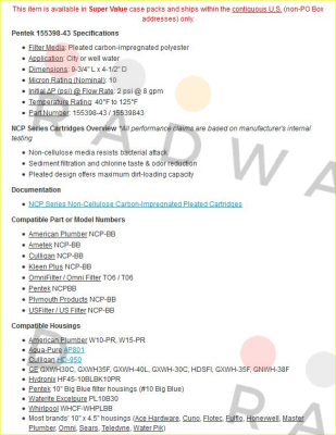 Pentek (Pentair)-NCP-BB (1 pack of 8 pcs)  price