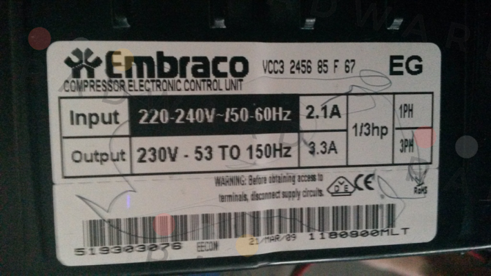 Embraco-VCC3 2456 85 F 67 price