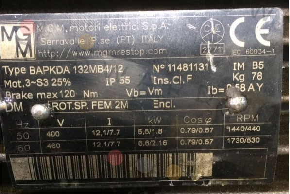 M.G.M MOTORI-BAPKDA 132MB4/12  price