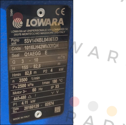 Lowara-5SV14NBL0406T/D price