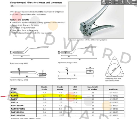 Hellermann Tyton-P/N: 621-10103 Type: NA-1 K/3  price