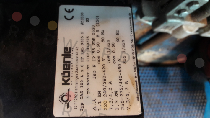 Küenle-23530 , type DAS 100 L x 8 KT RAL 9005 H   oem price