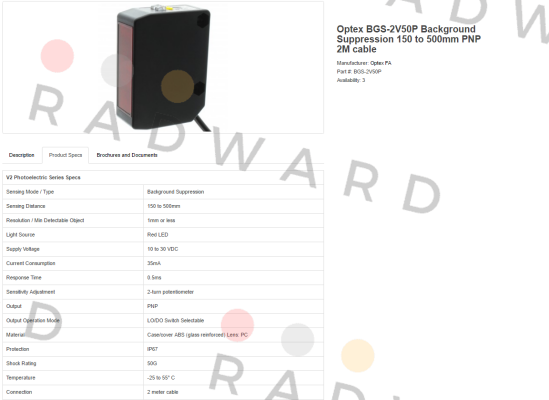 Optex-BGS-2V50P price