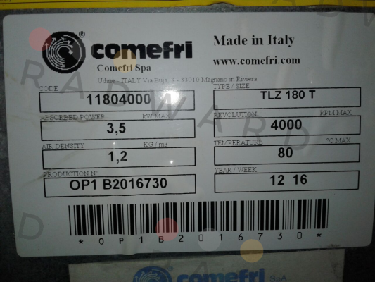 Comefri-TLZ 180 TA  price