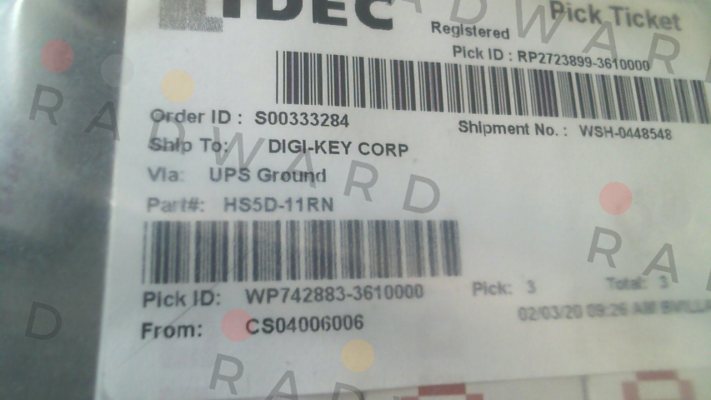 Idec-Art.No. 216080, Part No. HS5D-11RN price