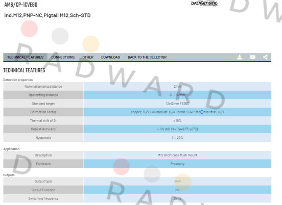 Micro Detectors / Diell (now Datasensing)-AM6/CP-1CVE80 price