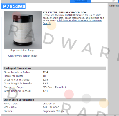 Donaldson-P785398 price