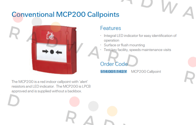 Tyco Fire-p/n: 514.001.142.Y , type MCP200  price