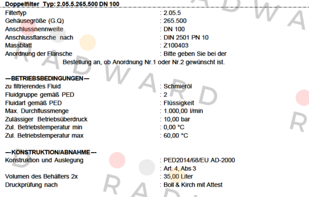 Boll Kirch-2.05.5.265.500 DN 100 price