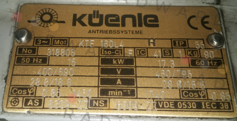 Küenle-motor KTE 160L4      SERI NO :318806 price