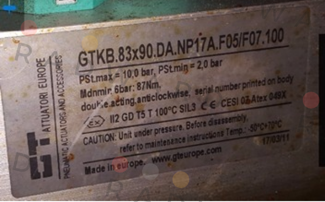 GT Attuatori-GTKB. 83x90.DA.NP17A.F05/F07.100 - old version  price
