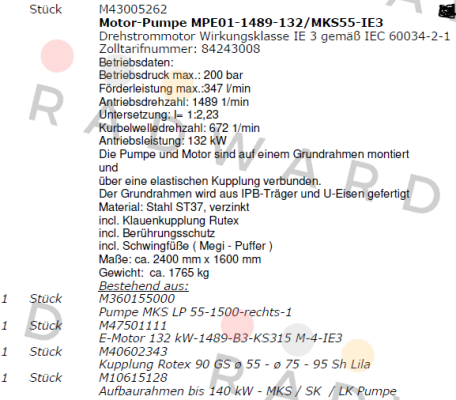 Pratissoli-MPE01-1489-132/MKS55-IE3  price