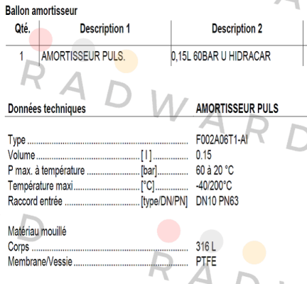 Hidracar-F002A06T1-AI  price