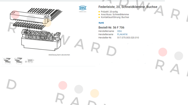Odu-517.075.003.020.010 (1 box = 60 pcs)  price