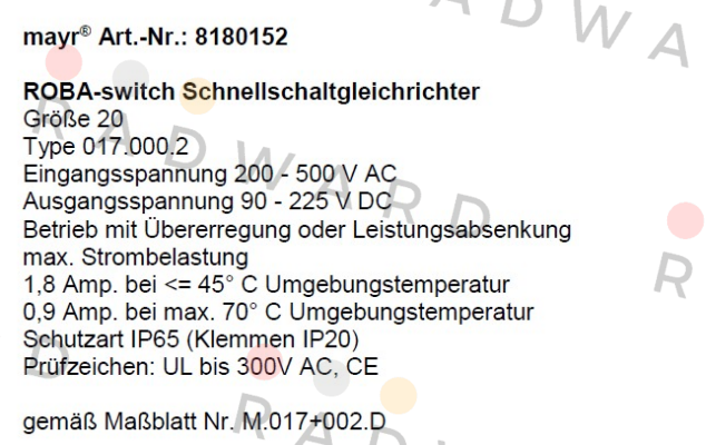 Mayr-P/N: 8180152 Type: 017.000.2  price