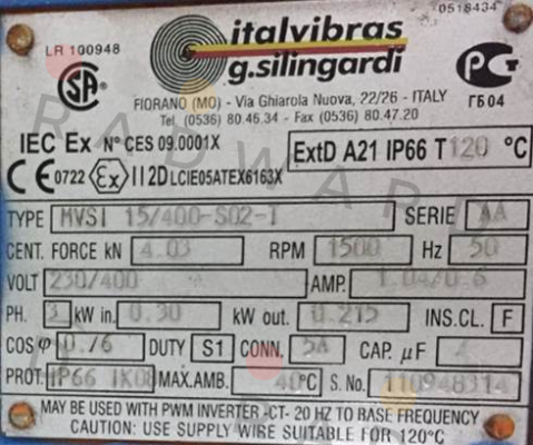 Italvibras-MVSI 15/400T-S02 price
