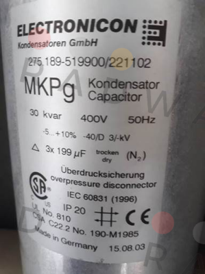 Electronicon-30kvar 200uF 400v 50hz  price
