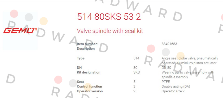 Gemü-P/N: 88491683, Type: 514 80SKS 53 2 price