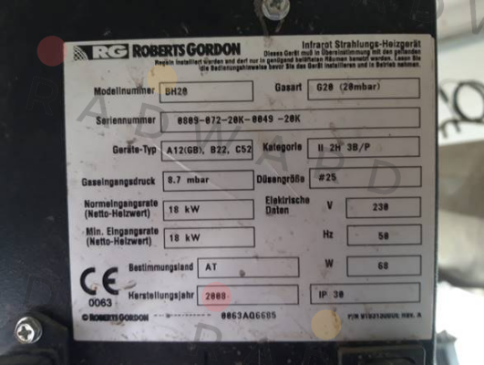 Combat (formerly Roberts Gordon)-ignition electrode for BH 20 price