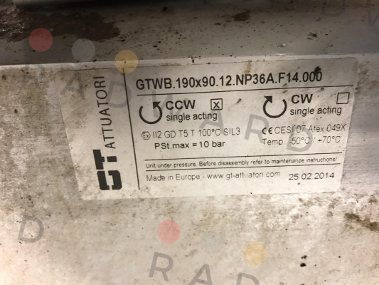 GT Attuatori-GTWB.190x90.12.NP36A.F14.000 price