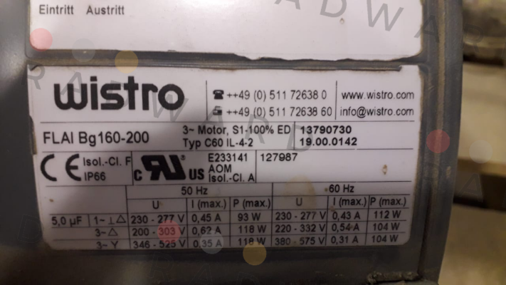 Wistro-FLAI Bg 160-200 (C60IL-4-2) 19.00.0142 price