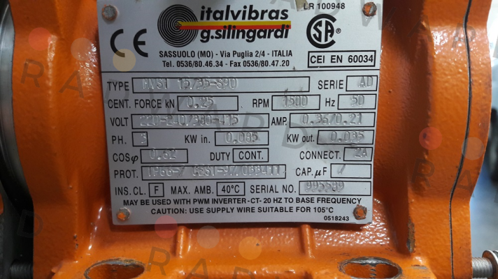 Italvibras-MVSI 15/35-S90, 1500 RPM, SERIA AD OBSOLETE- REPLACED BY MVSI 15/35-S02  price