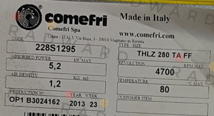 Comefri-THLZ 280 FFTA price