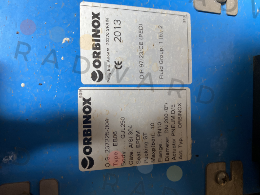 Orbinox-EPDM gasket for  EB06 (PN 10 DN 200) OS 237225-004 price