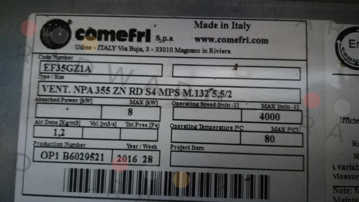 Comefri-NPA 450 ZN RD S4 MPS M.160 15/2 price