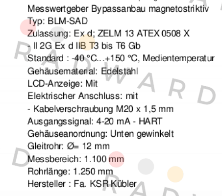 Ksr Kuebler-FFG -BP.20H3OD-DTK48-1100 (10158833) price