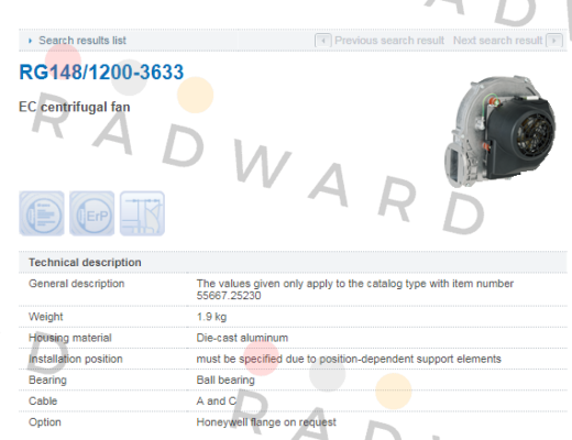 EBM Papst-RG 148 55667.25230 price