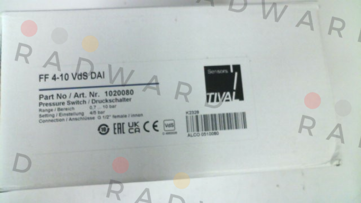 Tival-Sensors-P/N: 1020080, Type FF4- 10 VdS DAI price
