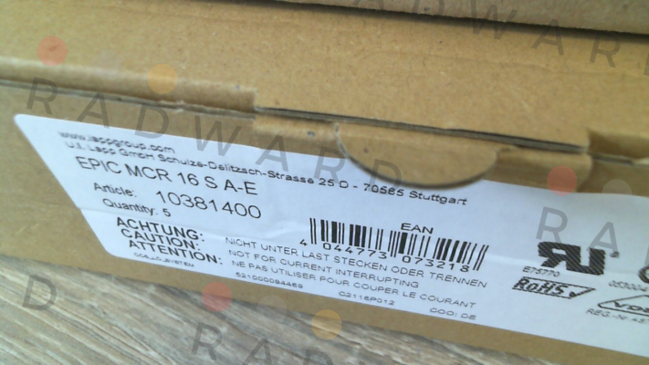 Lapp Kabel-10381400 / EPIC MCR 16 S A-E (pack x5) price