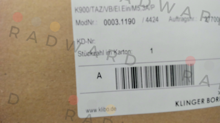 Klinger Born-p/n: 0003.1190, Type: K900/TAZ/VB/El.Ein/M5,3A/P price