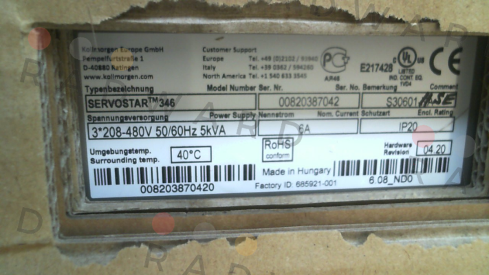 Danaher Motion-SERVOSTAR-346-NA price