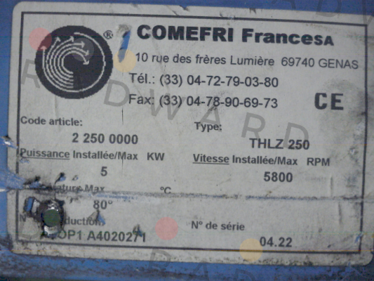 Comefri-Code: 22500000, Type: THLZ 250 price