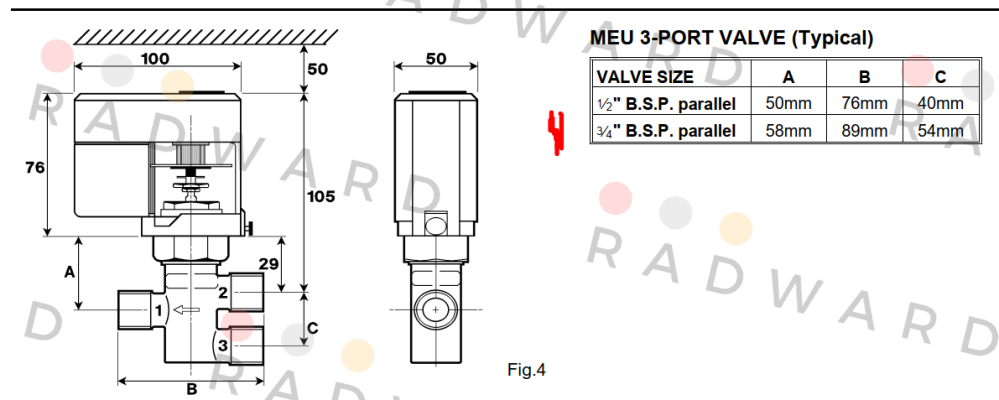 Satchwell-MEU 3-Port Valve ¾“ B.S.P. parallel price