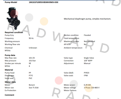 Obl-1M101P1095SVBSMV0M3-XXX price