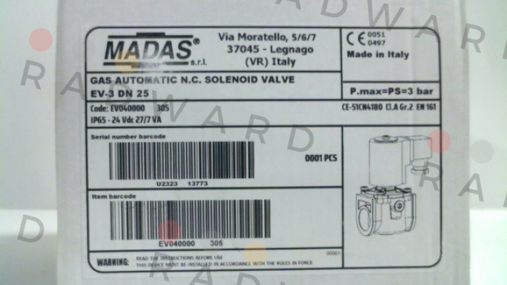 Madas-EV-3, DN25 / EV040000 305 price