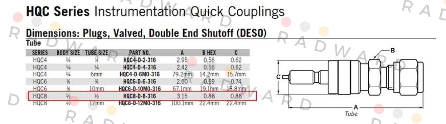 Hoke-HQC8-D-8-316 price