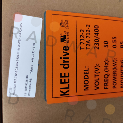 Kleedrive-T2A 712-2 0.55kw 2800 o/min UL/CSA 3x230/400V 50HZ IP55 B5 PTO price