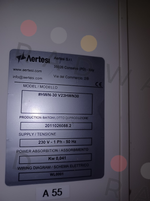 Aertesi-heat exchanger for HWN-30 V23HWN30 price