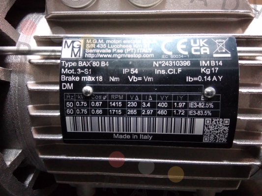 M.G.M MOTORI-BAX 80 B4 kw 0,75  poles 4 price