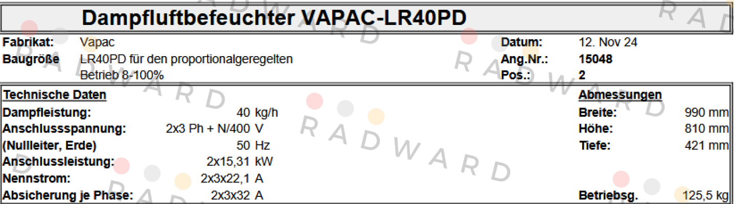 Vapac-JLR40PD S price
