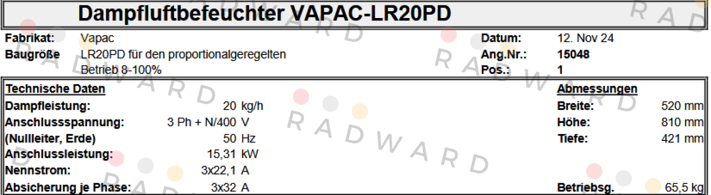 Vapac-JLR 20 PD price