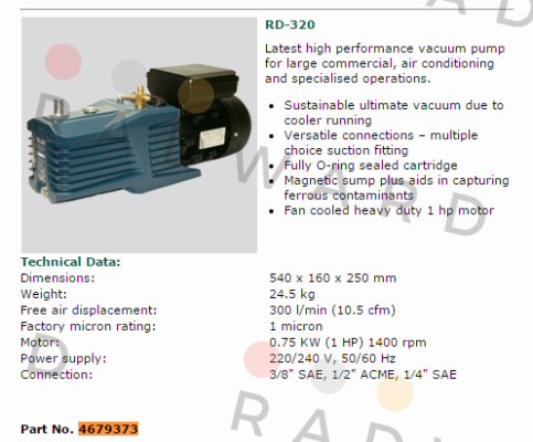 Refco-p/n: 4679373, Type: RD-320 price